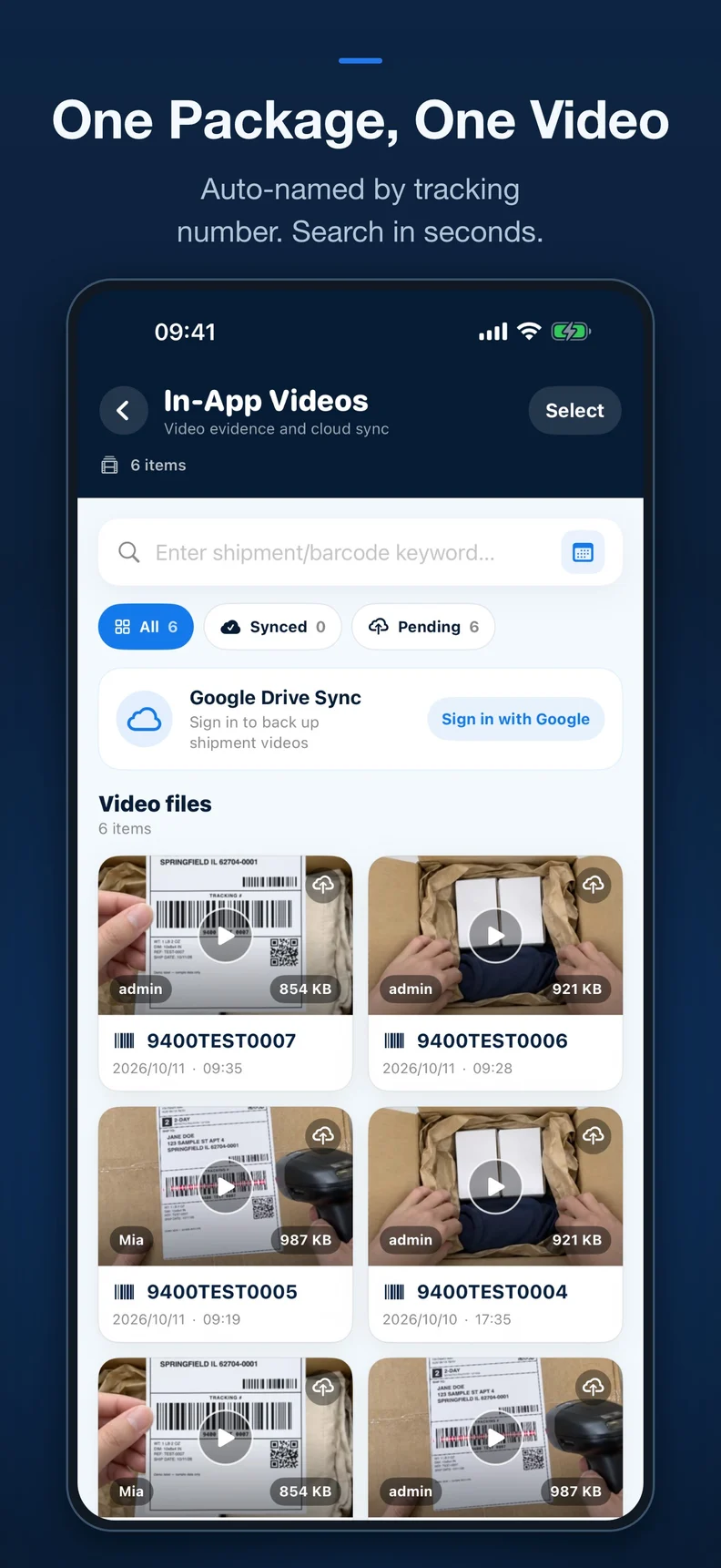 English SSVRS video library with tracking numbers and sharing
