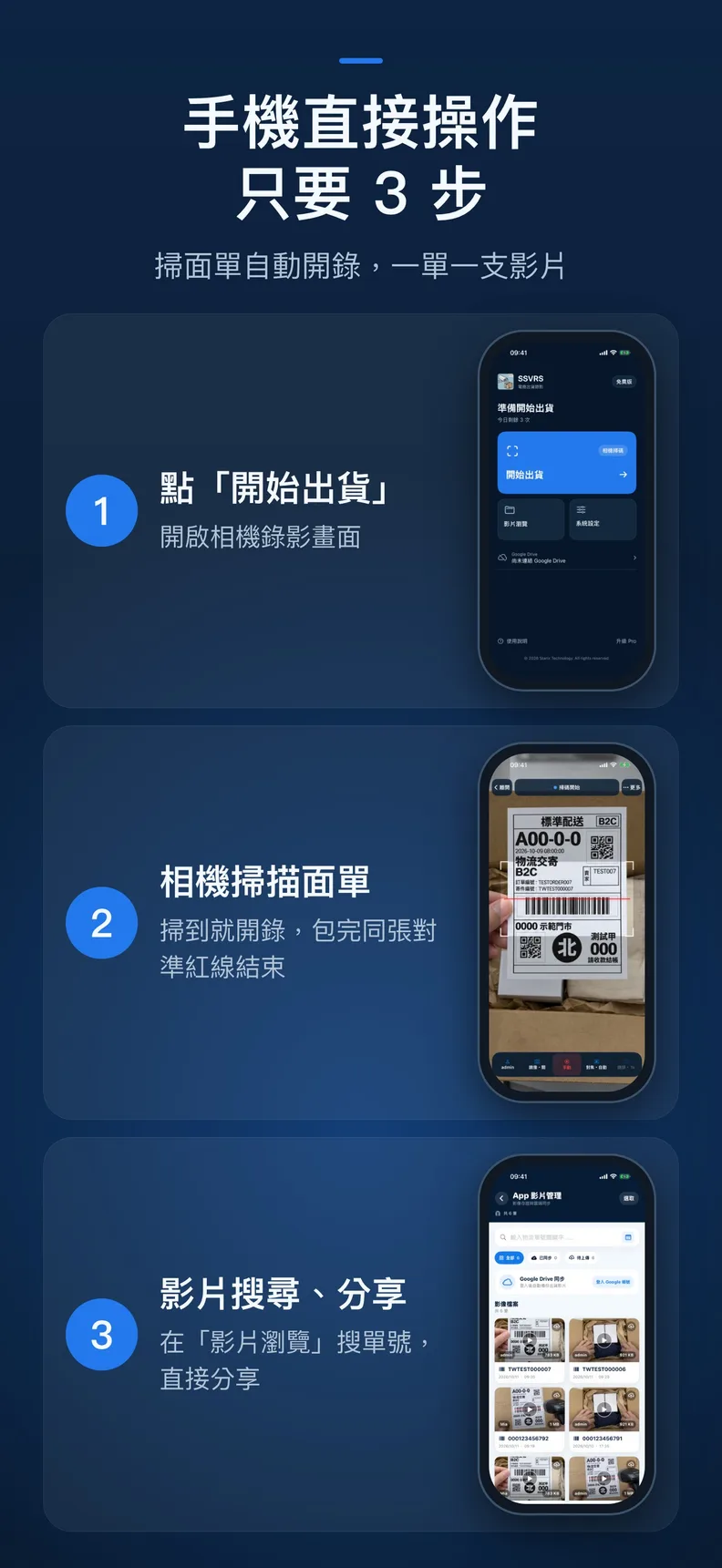 繁體中文版：手機出貨錄影的操作流程