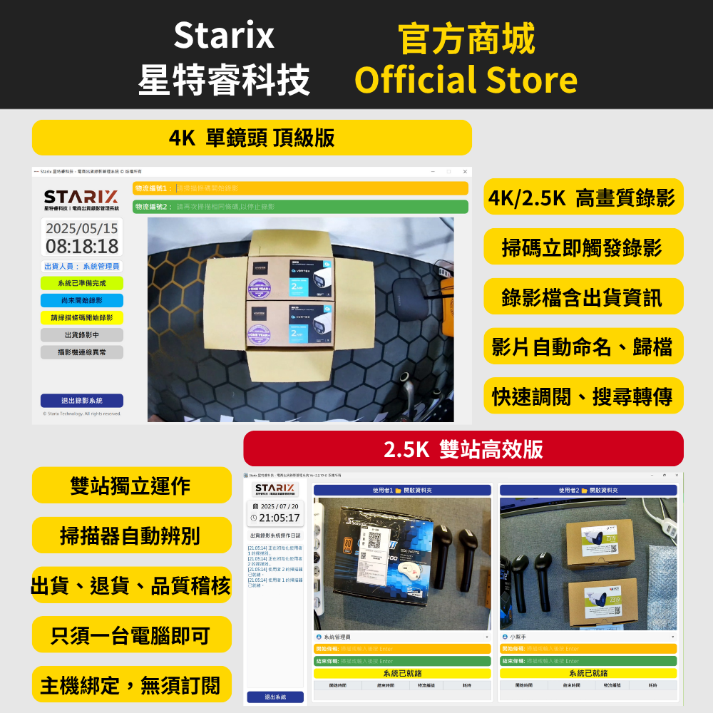 SSVRS出貨錄影系統，適用於電商、倉儲、製造業工廠的作業流程記錄